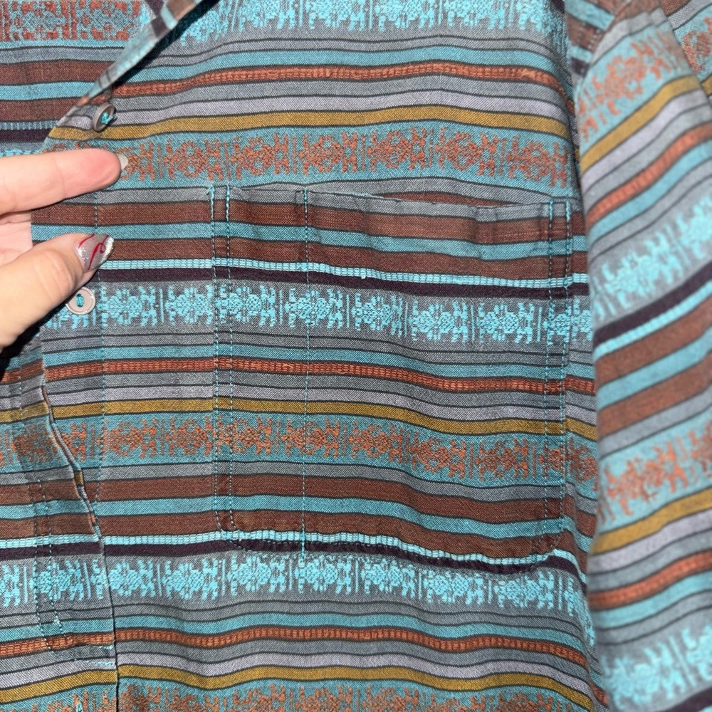 Backroad Blues Vintage Striped Button-Up Shirt - Picture 4 of 5